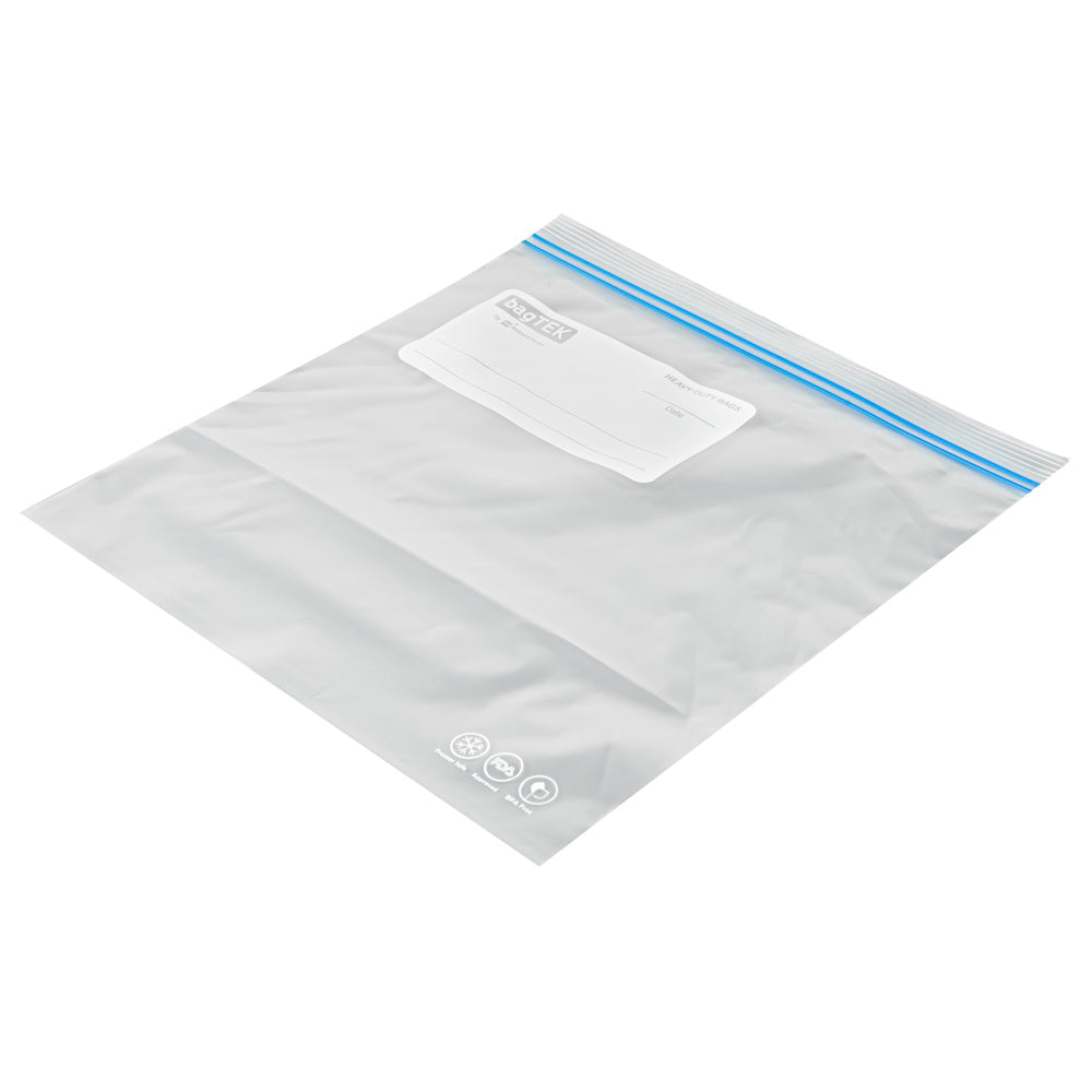 Bag Tek 1 gal Clear Plastic Freezer Bag - Double Zipper, Write-On Label, BPA-Free - 10 3/4" x 10 1/2" - 1000 count box
