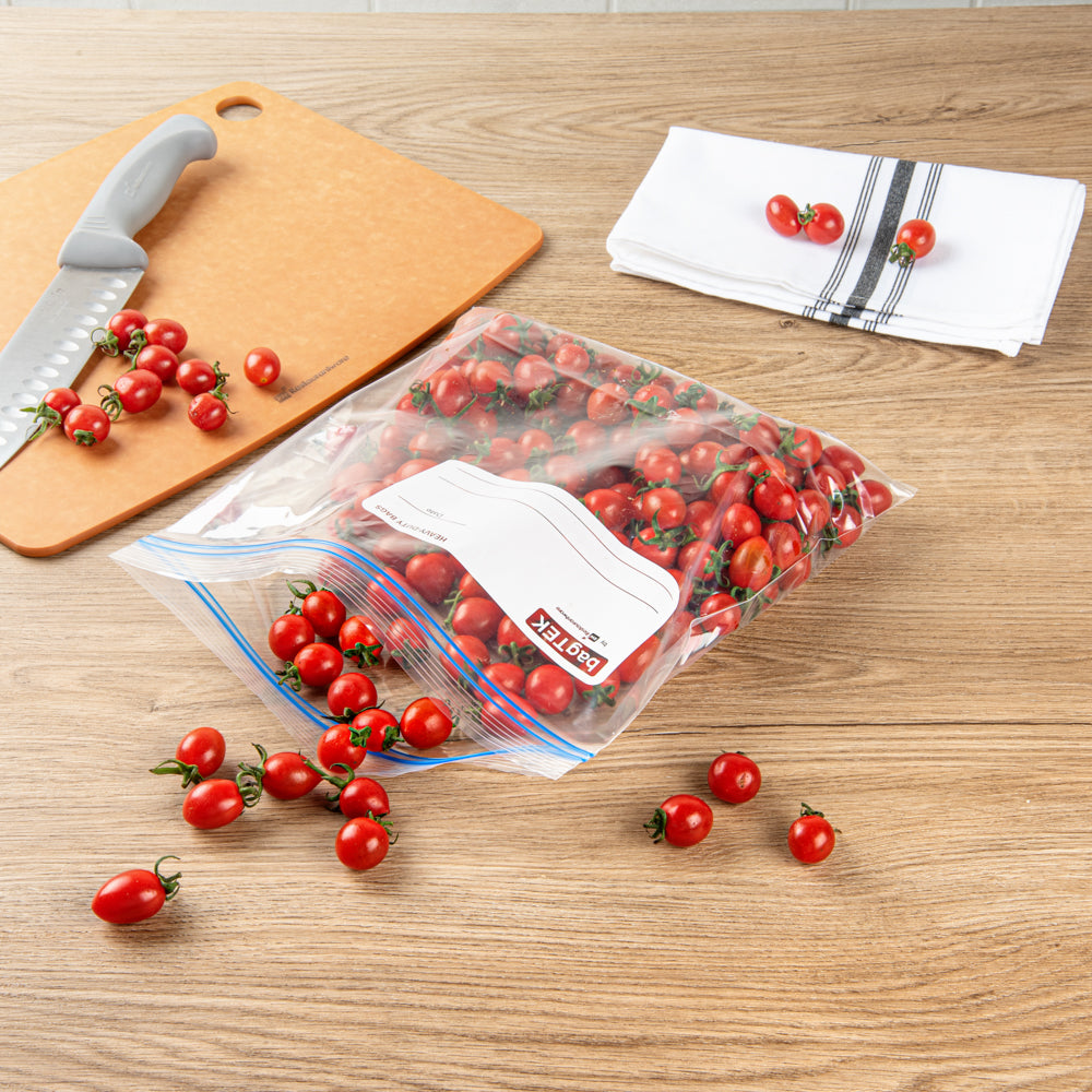 Bag Tek 1 gal Clear Plastic Freezer Bag - Double Zipper, Write-On Label, BPA-Free - 10 3/4" x 10 1/2" - 1000 count box