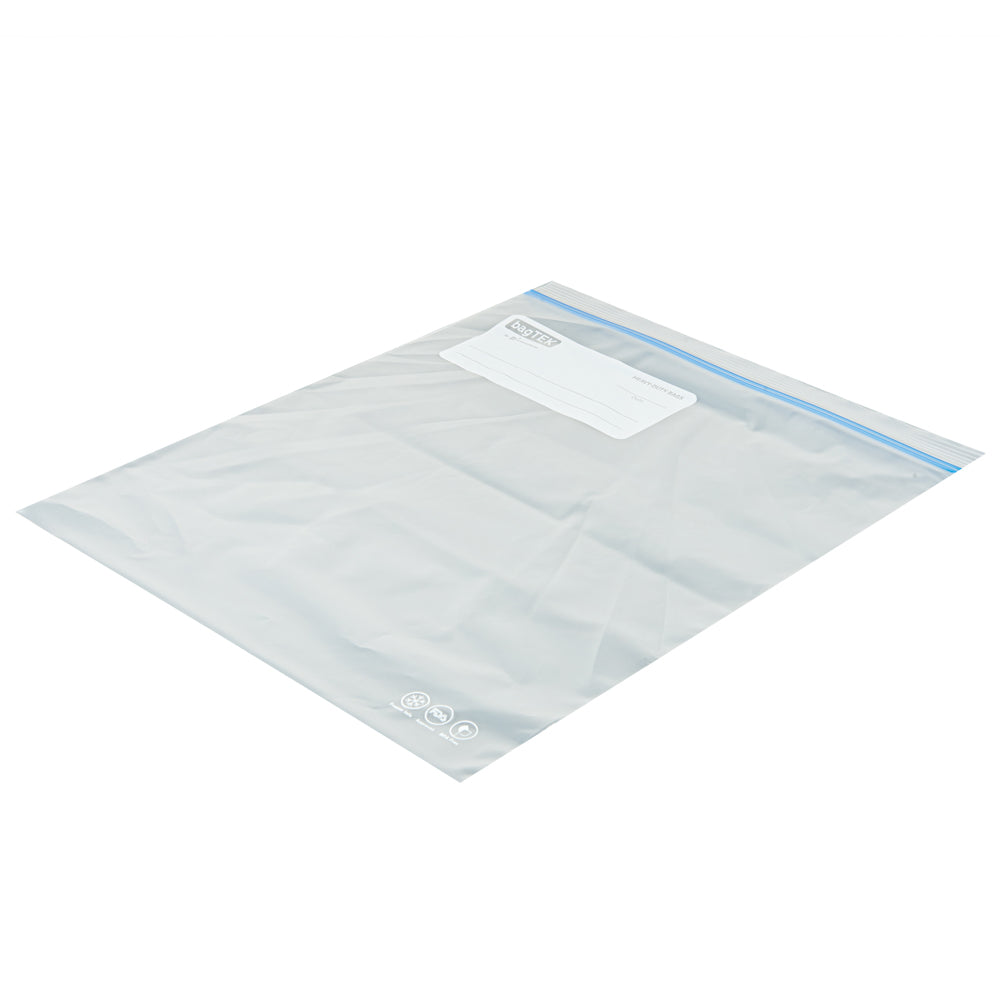 Bag Tek 2 gal Clear Plastic Freezer Bag - Double Zipper, Write-On Label, BPA-Free - 15" x 13" - 25 count box