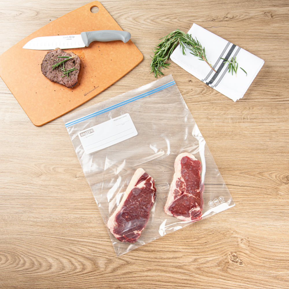Bag Tek 2 gal Clear Plastic Freezer Bag - Double Zipper, Write-On Label, BPA-Free - 15" x 13" - 1000 count box