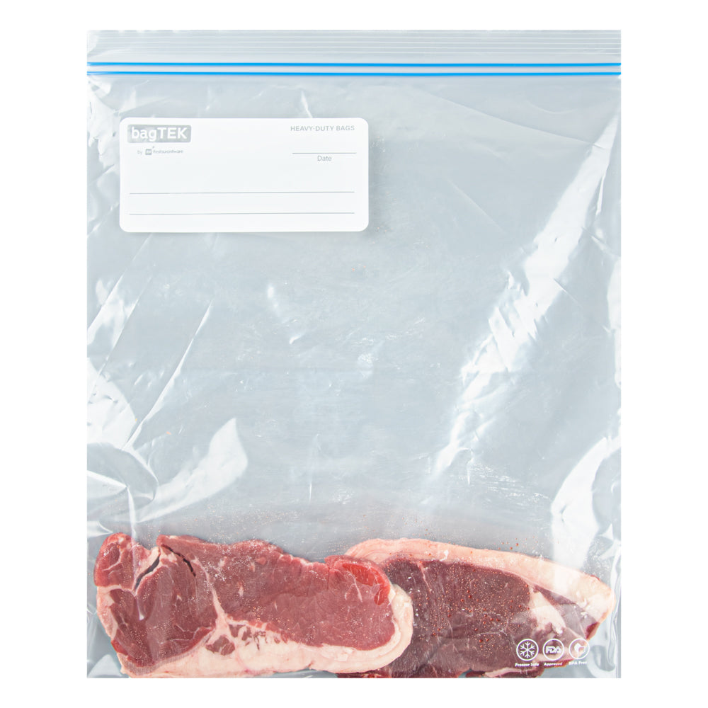 Bag Tek 2 gal Clear Plastic Freezer Bag - Double Zipper, Write-On Label, BPA-Free - 15" x 13" - 1000 count box
