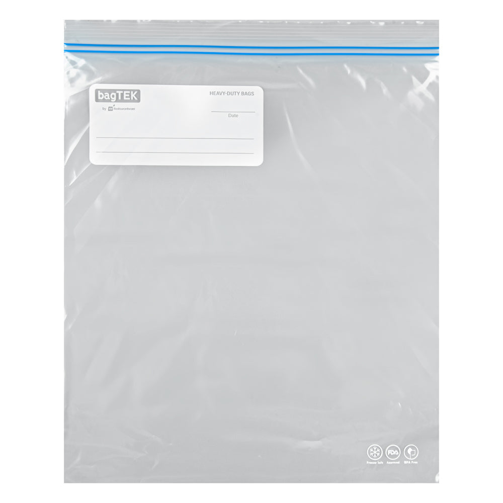 Bag Tek 2 gal Clear Plastic Freezer Bag - Double Zipper, Write-On Label, BPA-Free - 15" x 13" - 1000 count box