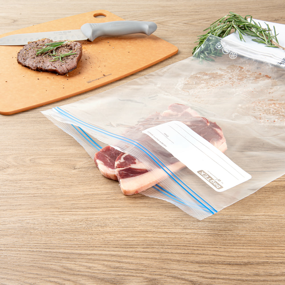Bag Tek 2 gal Clear Plastic Freezer Bag - Double Zipper, Write-On Label, BPA-Free - 15" x 13" - 1000 count box