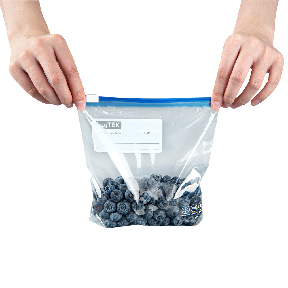 Bag Tek Pint Size Clear Plastic Slider Freezer Bag - Expandable Bottom, Write-On Label, BPA-Free - 6 1/2" x 1 1/4" x 6" - 25 count box