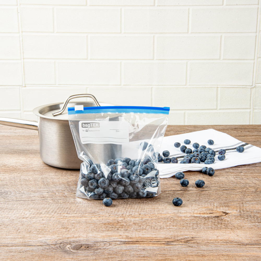 Bag Tek Pint Size Clear Plastic Slider Freezer Bag - Expandable Bottom, Write-On Label, BPA-Free - 6 1/2" x 1 1/4" x 6" - 1000 count box