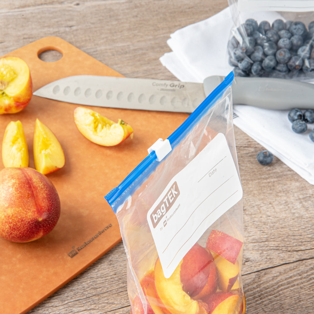 Bag Tek 1 qt Clear Plastic Slider Freezer Bag - Expandable Bottom, Write-On Label, BPA-Free - 6" x 2 1/4" x 8" - 25 count box