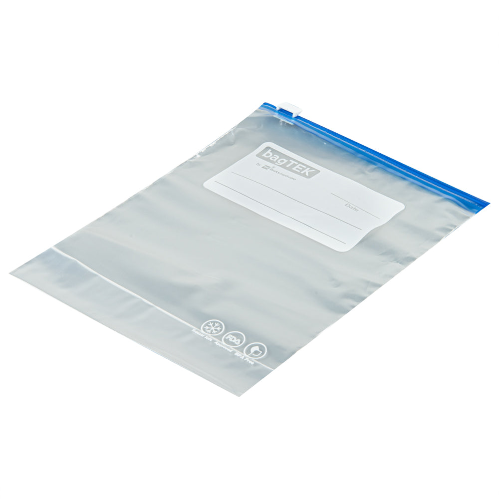 Bag Tek 1 qt Clear Plastic Slider Freezer Bag - Expandable Bottom, Write-On Label, BPA-Free - 6" x 2 1/4" x 8" - 1000 count box