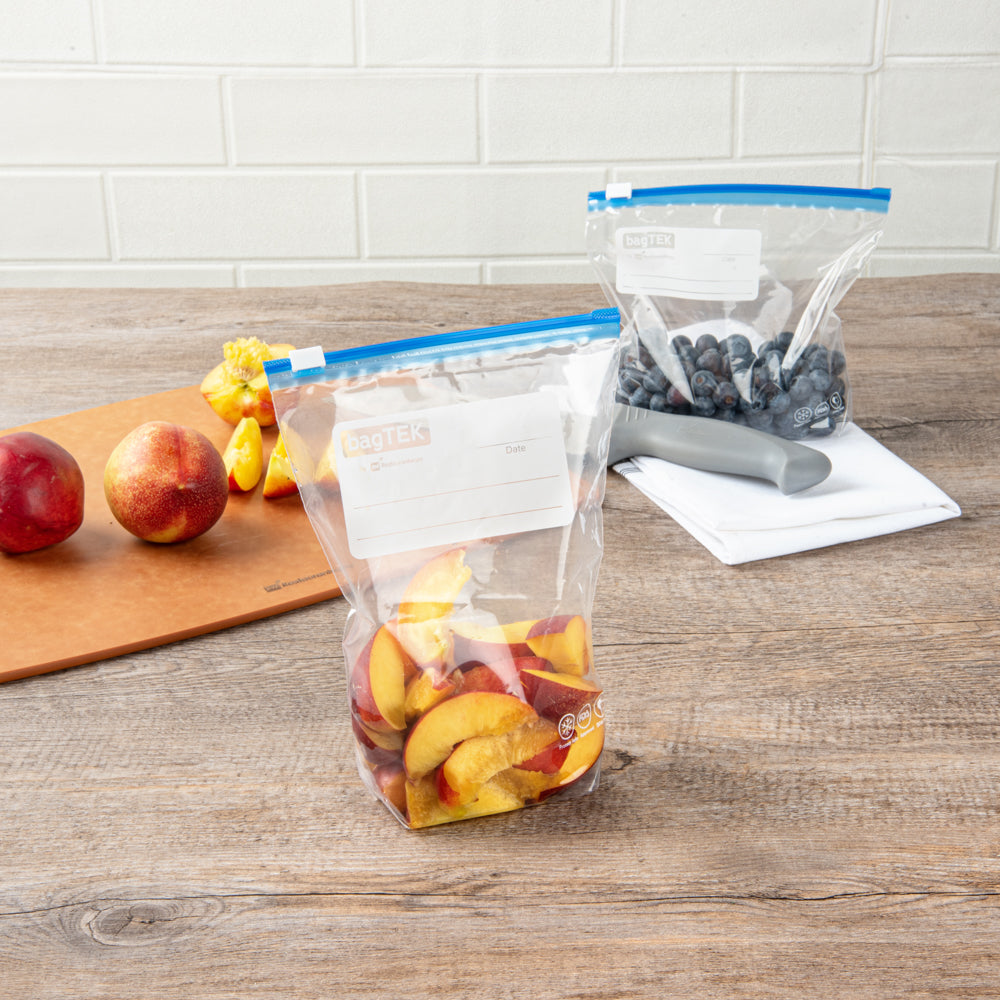 Bag Tek 1 qt Clear Plastic Slider Freezer Bag - Expandable Bottom, Write-On Label, BPA-Free - 6" x 2 1/4" x 8" - 1000 count box