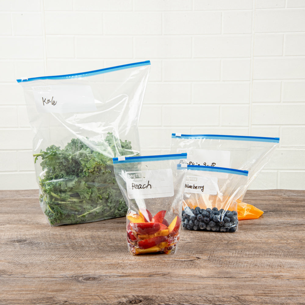 Bag Tek 1 qt Clear Plastic Slider Freezer Bag - Expandable Bottom, Write-On Label, BPA-Free - 6" x 2 1/4" x 8" - 1000 count box