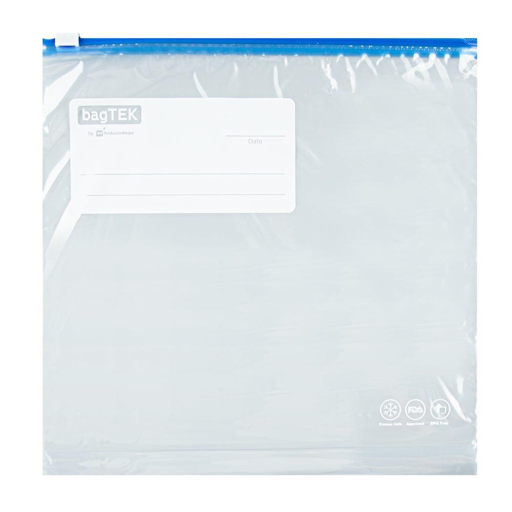 Bag Tek 1 gal Clear Plastic Slider Freezer Bag - Expandable Bottom, Write-On Label, BPA-Free - 9 1/2" x 3" x 10 1/2" - 25 count box