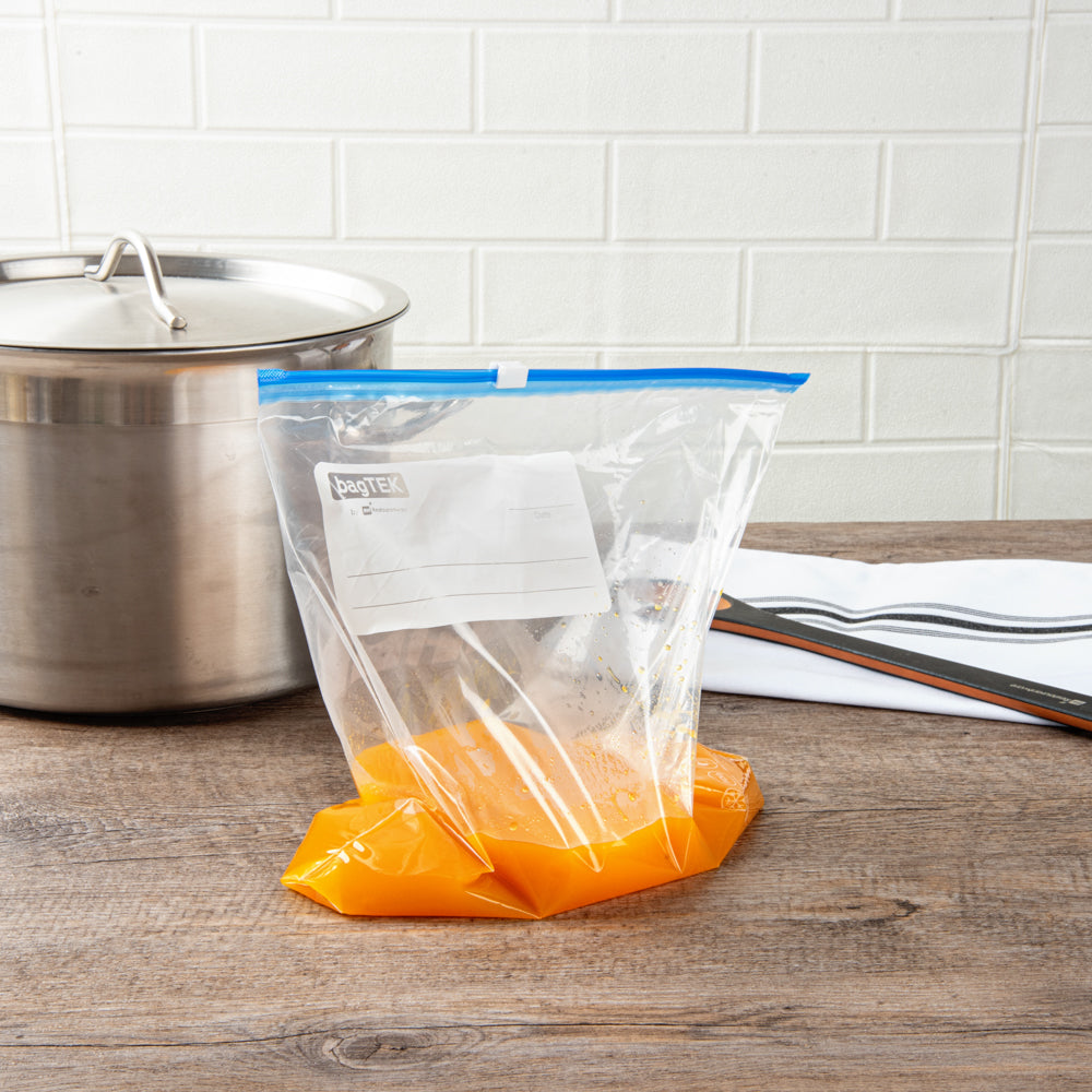 Bag Tek 1 gal Clear Plastic Slider Freezer Bag - Expandable Bottom, Write-On Label, BPA-Free - 9 1/2" x 3" x 10 1/2" - 1000 count box