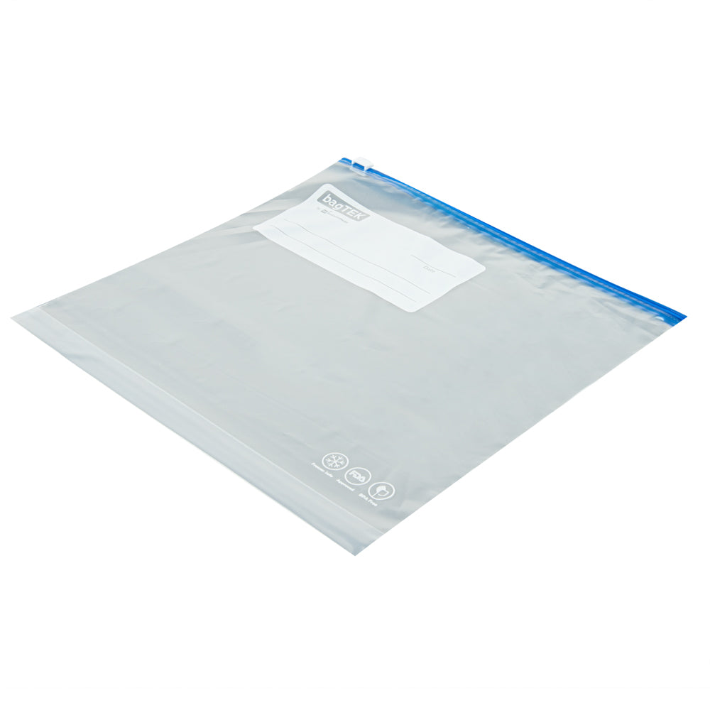 Bag Tek 1 gal Clear Plastic Slider Freezer Bag - Expandable Bottom, Write-On Label, BPA-Free - 9 1/2" x 3" x 10 1/2" - 1000 count box