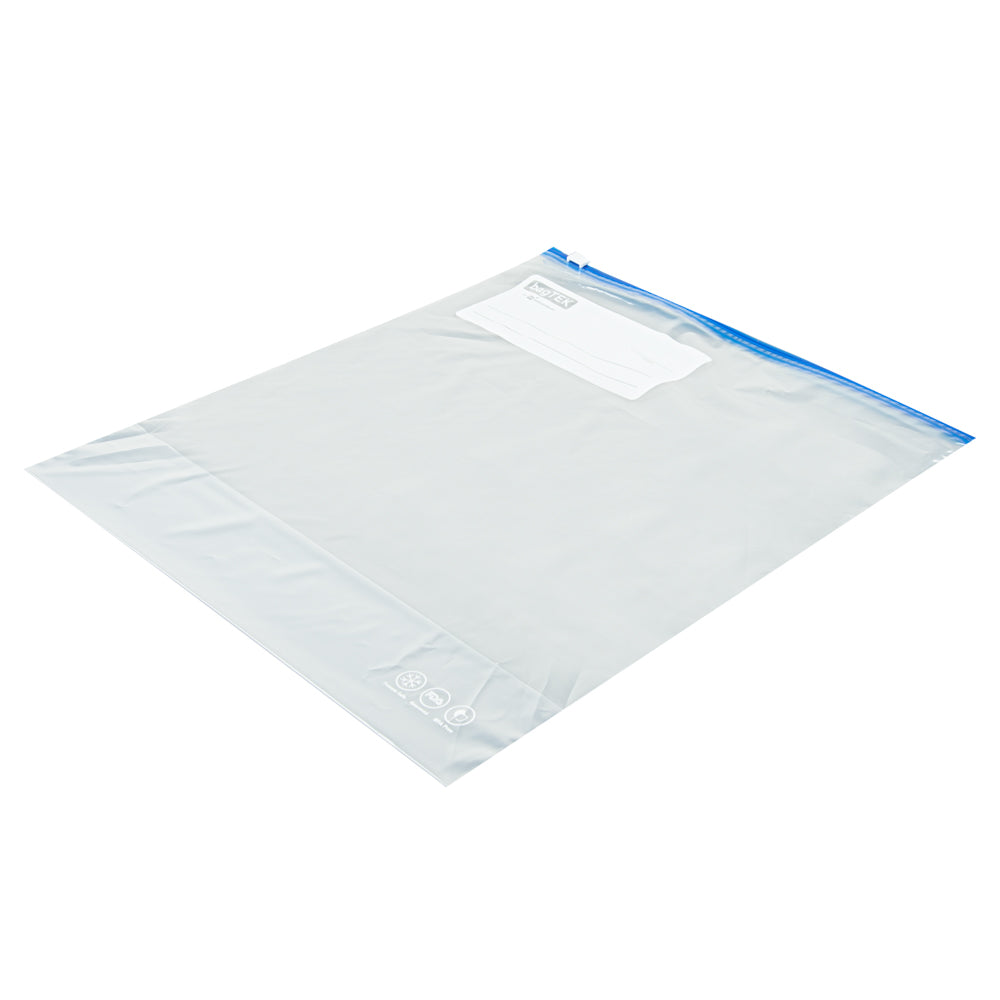 Bag Tek 2 gal Clear Plastic Slider Freezer Bag - Expandable Bottom, Write-On Label, BPA-Free - 13" x 5" x 15" - 25 count box
