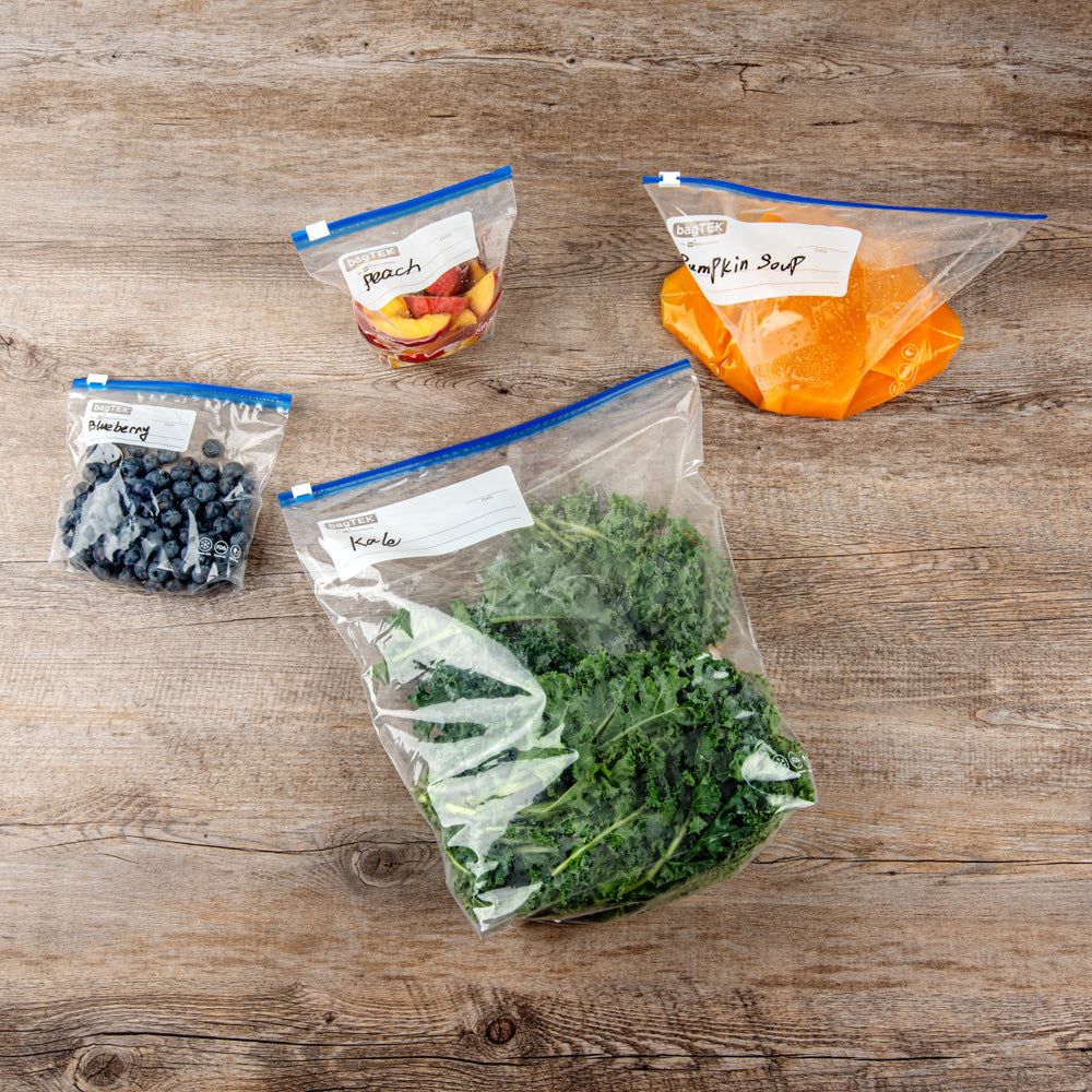 Bag Tek 2 gal Clear Plastic Slider Freezer Bag - Expandable Bottom, Write-On Label, BPA-Free - 13" x 5" x 15" - 25 count box