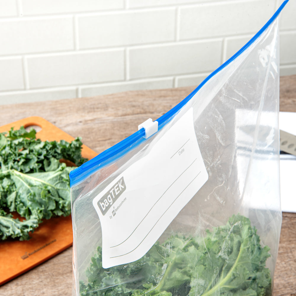 Bag Tek 2 gal Clear Plastic Slider Freezer Bag - Expandable Bottom, Write-On Label, BPA-Free - 13" x 5" x 15" - 25 count box