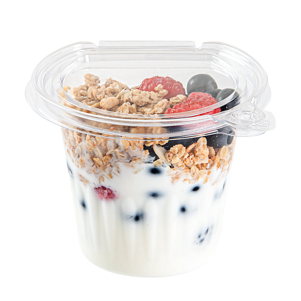 Tamper Tek 11 oz Clear Plastic Parfait Cup - with Lid, Tamper-Evident - 4 1/4" x 4 1/4" x 3 1/2" - 100 count box