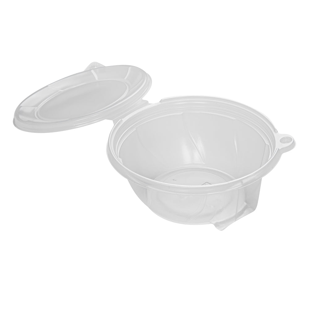 Tamper Tek 24 oz Round Clear Plastic Bowl - with Lid, Tamper-Evident, Microwavable - 6 3/4" x 6 1/2" x 2 1/2" - 100 count box