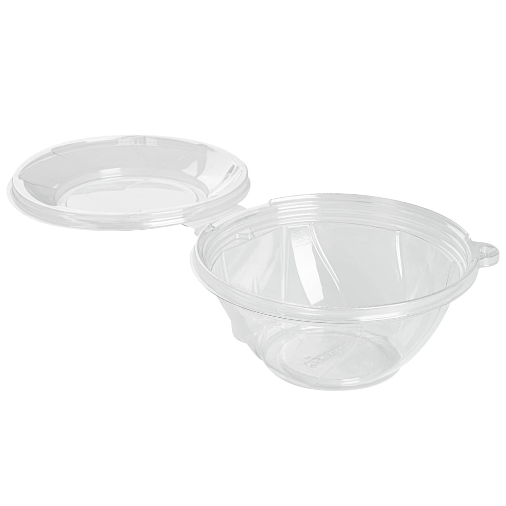 Tamper Tek 24 oz Round Clear Plastic Bowl - with Lid, Tamper-Evident - 6 3/4" x 6 1/2" x 2 3/4" - 100 count box