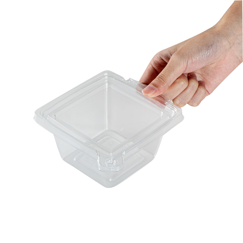 Tamper Tek 12 oz Square Clear Plastic Salad Bowl - with Lid, Tamper-Evident - 4 3/4" x 4 1/2" x 2 1/4" - 100 count box