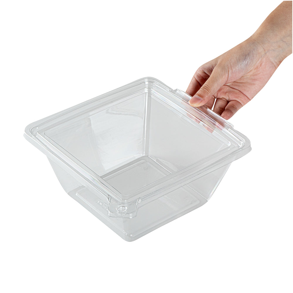 Tamper Tek 48 oz Square Clear Plastic Salad Bowl - with Lid, Tamper-Evident - 7 1/2" x 7 1/4" x 3 1/4" - 100 count box
