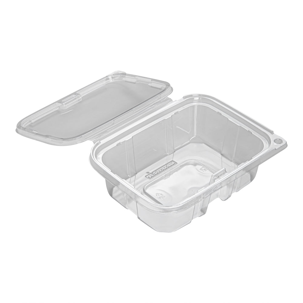 Tamper Tek 20 oz Rectangle Clear Plastic Salad Container - with Lid, Tamper-Evident - 7 1/4" x 5 1/2" x 2" - 100 count box