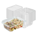 Tamper Tek 24 oz Rectangle Clear Plastic Container - with Lid, Tamper-Evident, 2 Compartments - 7 1/4" x 5 1/2" x 2 1/4" - 100 count box
