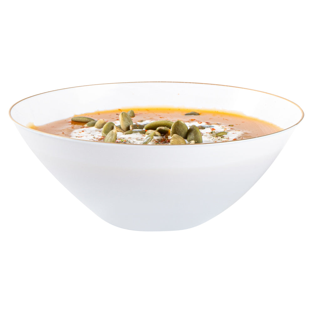 Moderna 6 oz Round White Plastic Gold-Rimmed Bowl - 4 3/4" x 4 3/4" x 1 3/4" - 20 count box