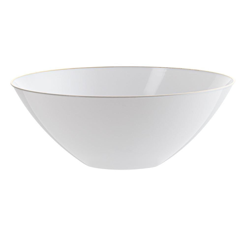 Moderna 6 oz Round White Plastic Gold-Rimmed Bowl - 4 3/4" x 4 3/4" x 1 3/4" - 20 count box
