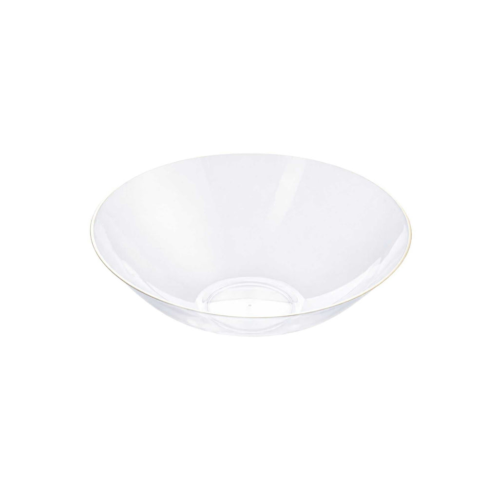 Moderna 16 oz Round Clear Plastic Gold-Rimmed Bowl - 7" x 7" x 2" - 20 count box