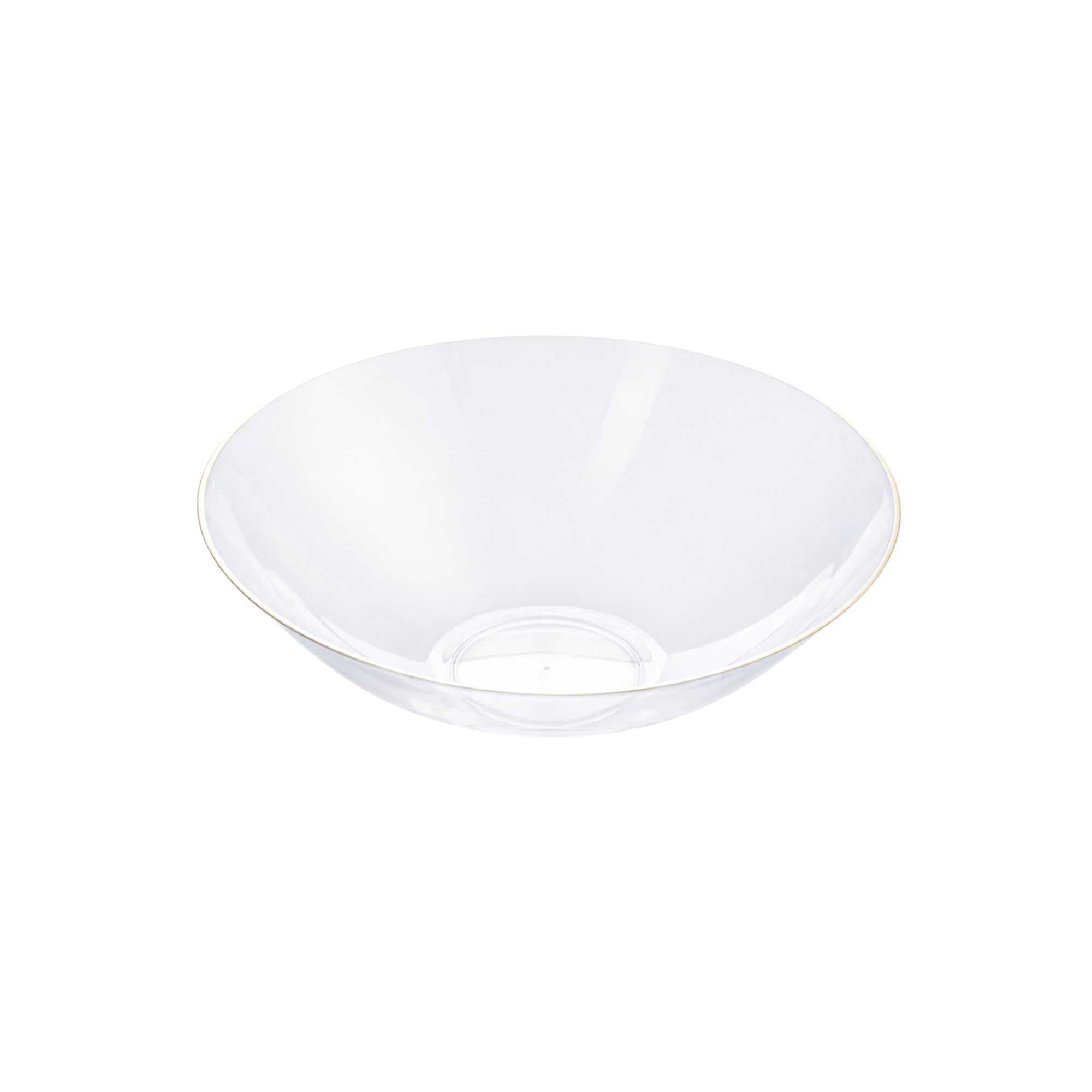 Moderna 16 oz Round Clear Plastic Gold-Rimmed Bowl - 7" x 7" x 2" - 20 count box