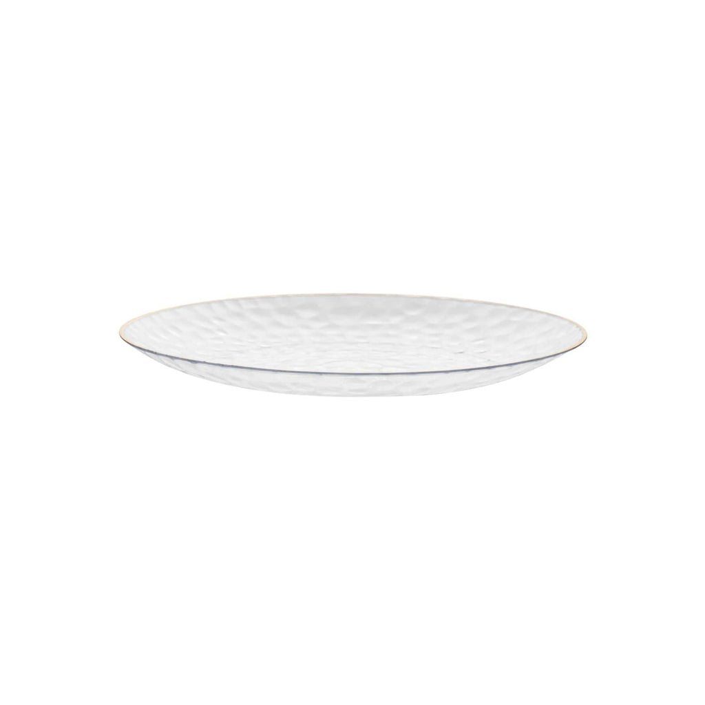 Moderna Round Clear Plastic Gold-Rimmed Plate - Hammered - 7" x 7" x 1/2" - 200 count box