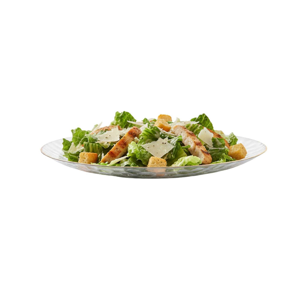 Moderna Round Clear Plastic Gold-Rimmed Plate - Hammered - 10" x 10" x 3/4" - 200 count box