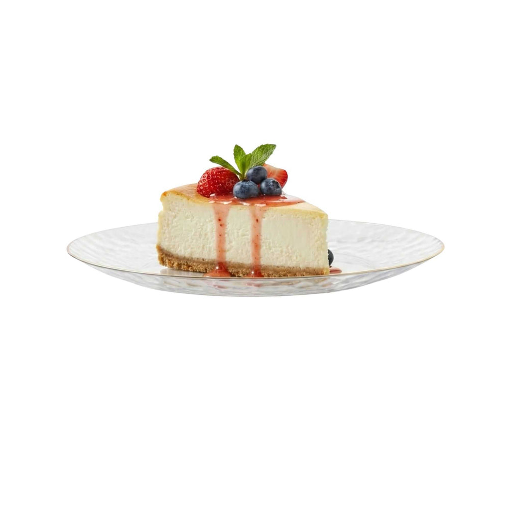 Moderna Round Clear Plastic Gold-Rimmed Plate - Hammered - 10" x 10" x 3/4" - 40 count box