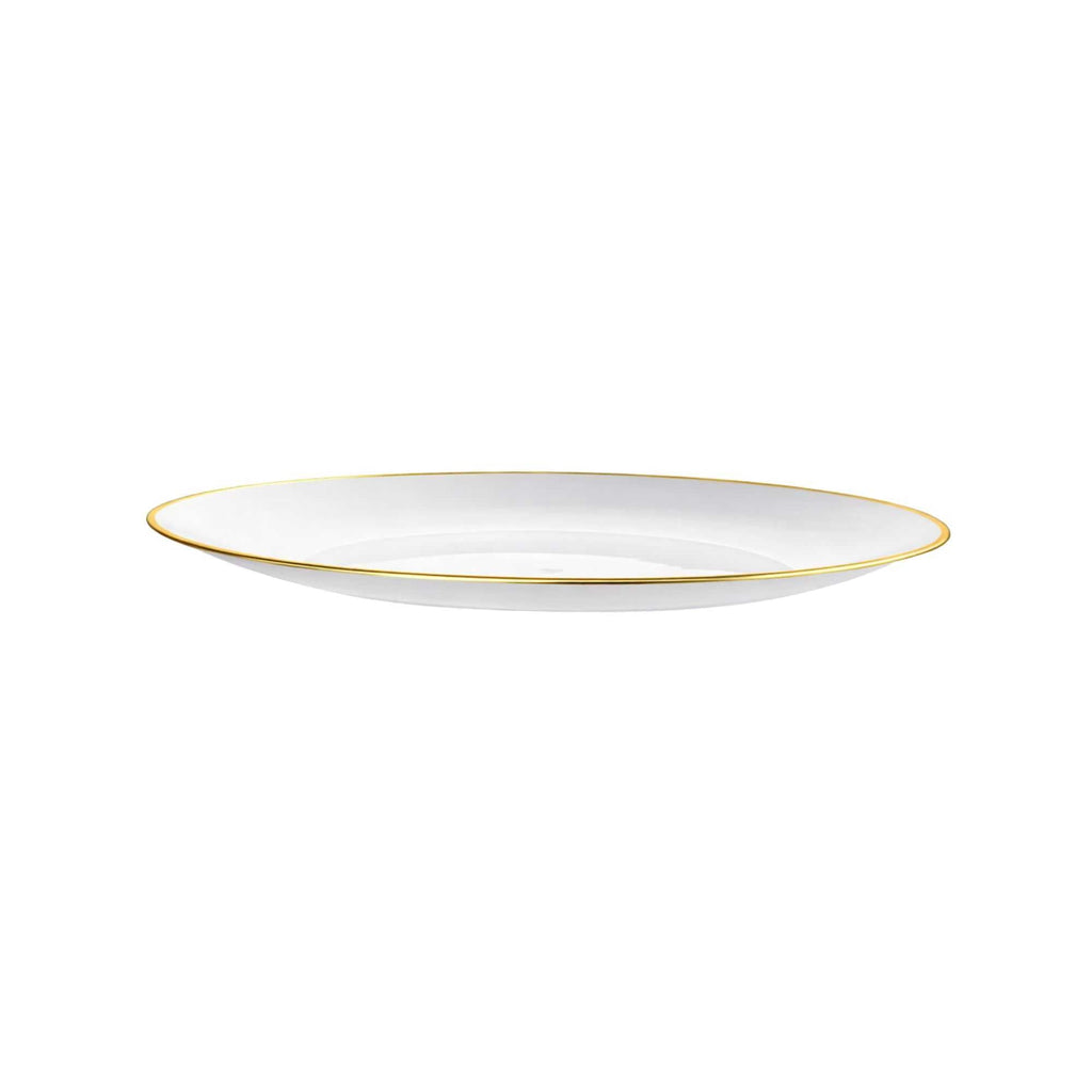 Moderna Round White Plastic Gold-Rimmed Plate - 10" x 10" x 3/4" - 40 count box