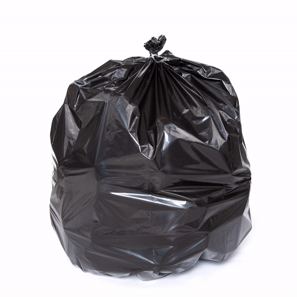 RW Clean 45 gal Black Plastic Trash Can Liner - Light-Duty, 1 mil - 100 count box