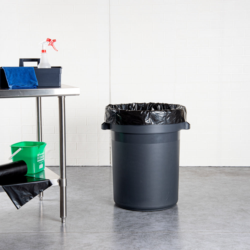 RW Clean 45 gal Black Plastic Trash Can Liner - Heavy-Duty, 1.5 mil - 100 count box