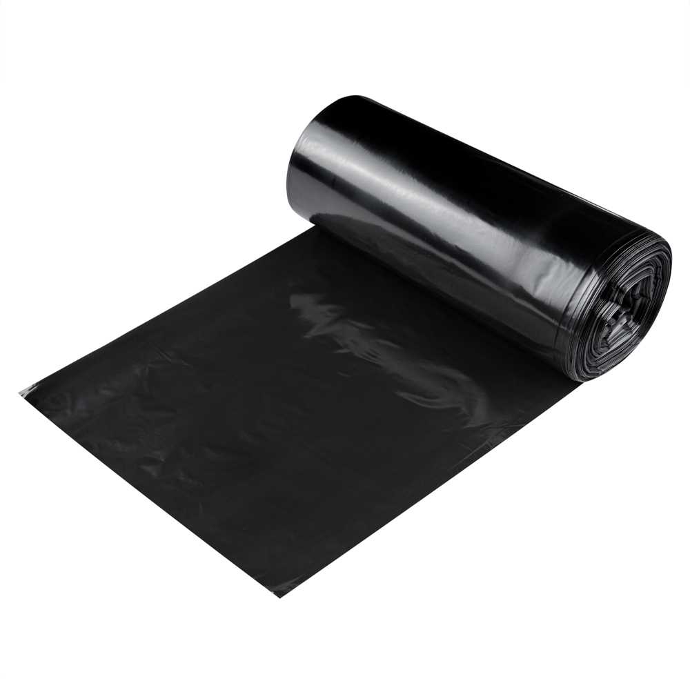 RW Clean 55 gal Black Plastic Trash Can Liner - Light-Duty, 1 mil - 100 count box