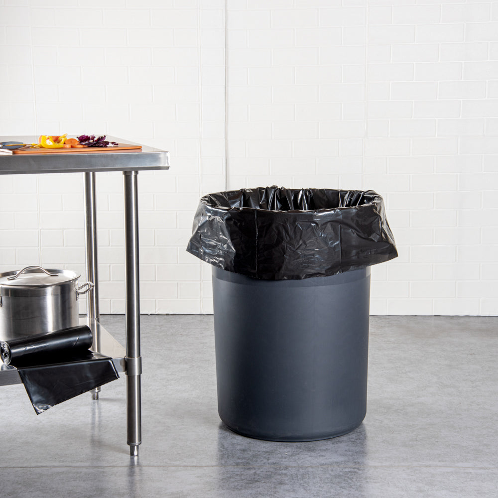 RW Clean 55 gal Black Plastic Trash Can Liner - Heavy-Duty, 1.5 mil - 100 count box
