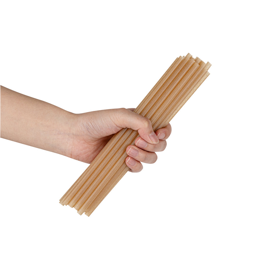 Basic Nature Brown PLA Plastic / Sugarcane Straw - Compostable - 8 1/4" - 2000 count box