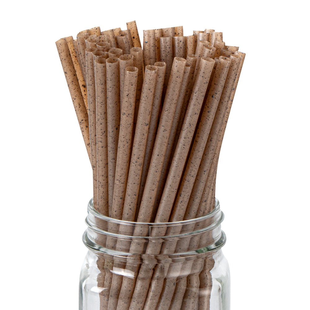 Basic Nature Brown PLA Plastic / Coffee Ground Straw - Compostable - 8 1/4" - 100 count box