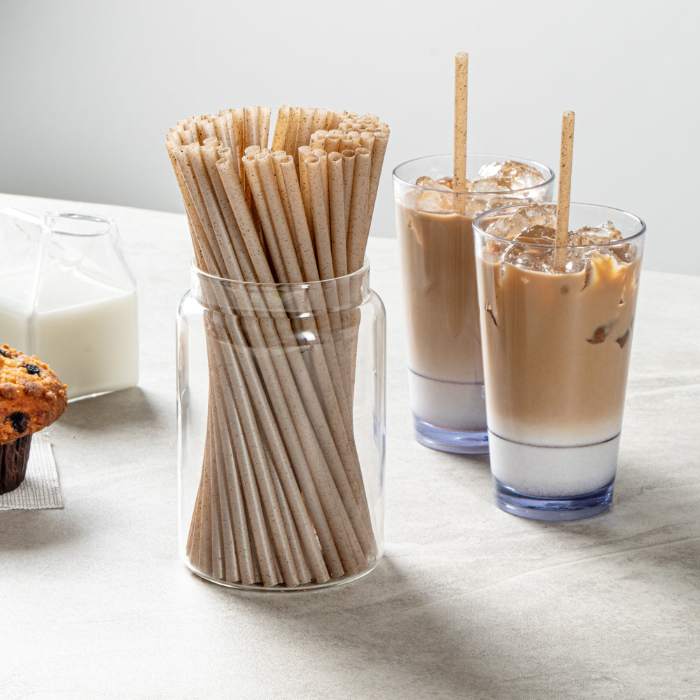 Basic Nature Brown PLA Plastic / Coffee Ground Straw - Compostable - 8 1/4" - 100 count box