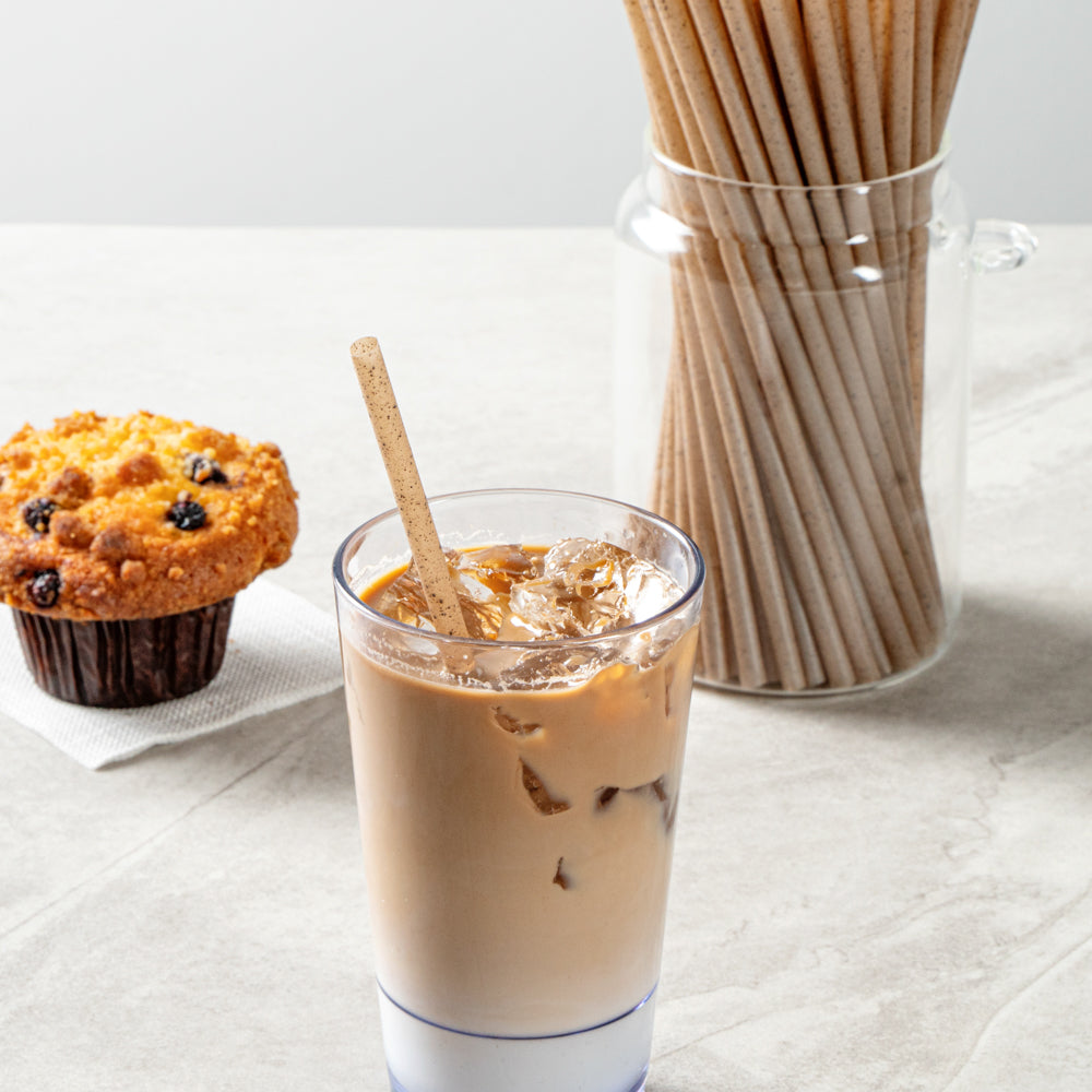 Basic Nature Brown PLA Plastic / Coffee Ground Straw - Compostable - 8 1/4" - 100 count box