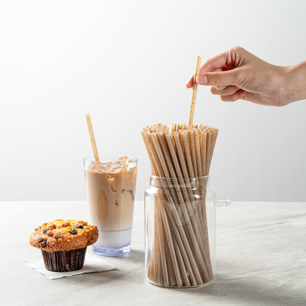 Basic Nature Brown PLA Plastic / Coffee Ground Straw - Compostable - 8 1/4" - 100 count box