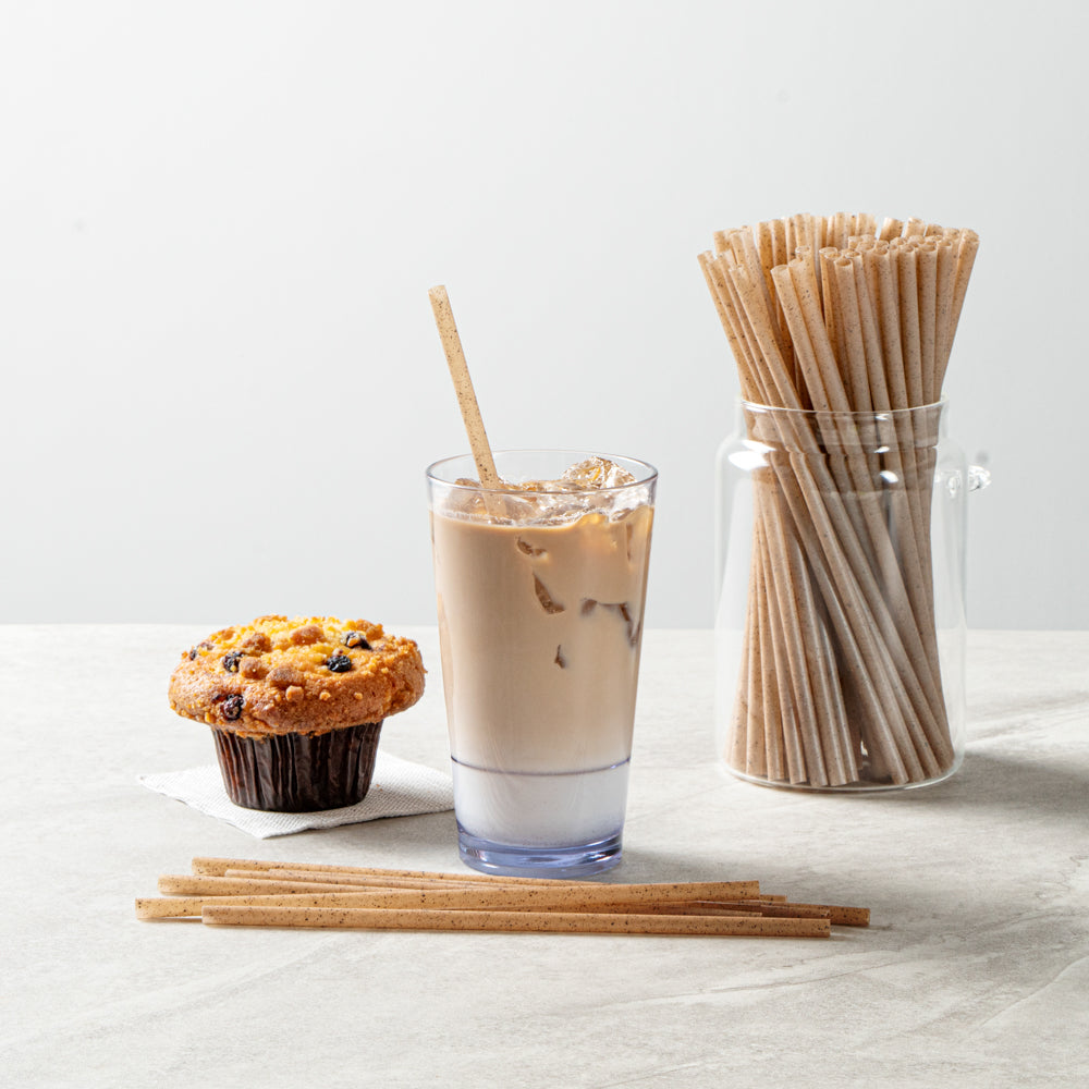 Basic Nature Brown PLA Plastic / Coffee Ground Straw - Compostable - 8 1/4" - 100 count box
