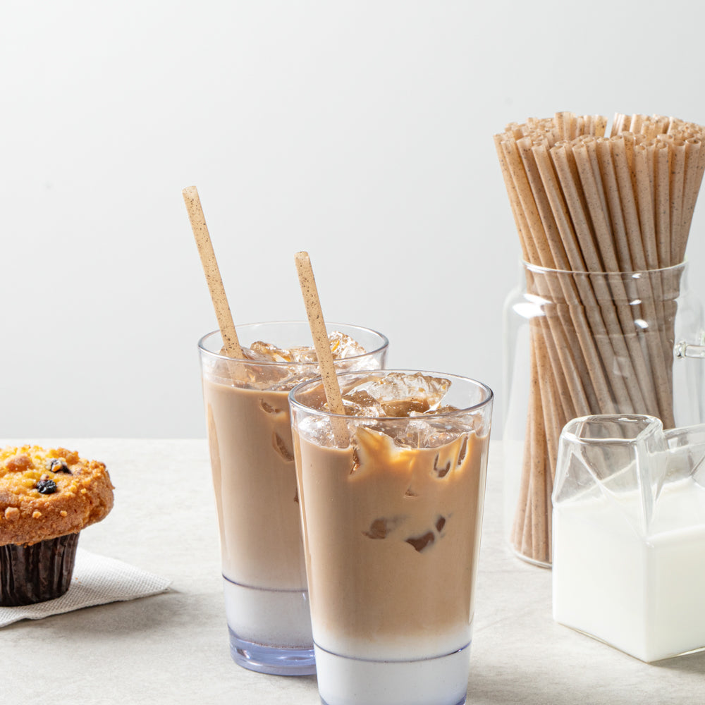Basic Nature Brown PLA Plastic / Coffee Ground Straw - Compostable - 8 1/4" - 2000 count box