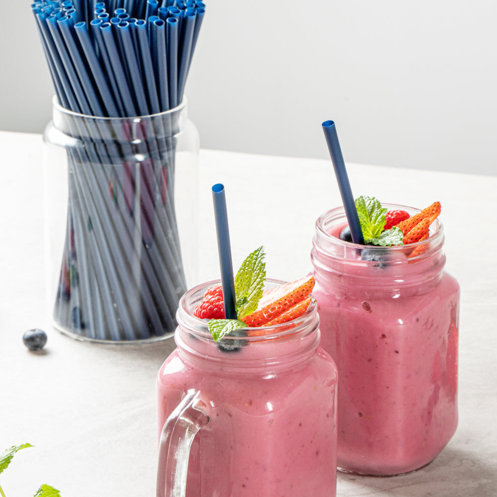 Basic Nature Midnight Blue PLA / PBAT Plastic Straw - Compostable - 8 1/4" - 100 count box