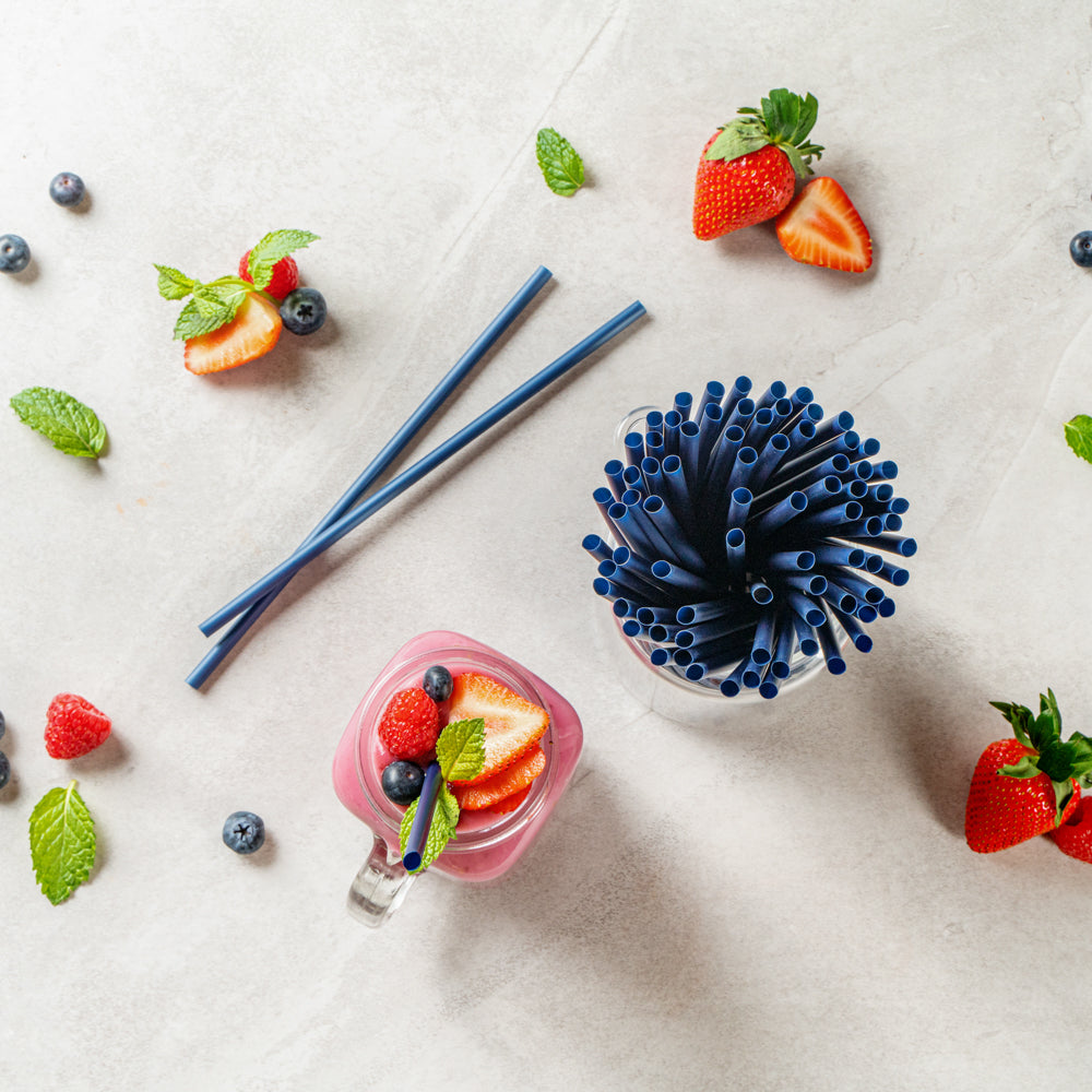 Basic Nature Midnight Blue PLA / PBAT Plastic Straw - Compostable - 8 1/4" - 2000 count box