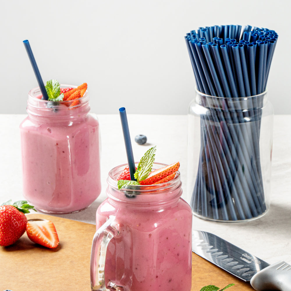 Basic Nature Midnight Blue PLA / PBAT Plastic Straw - Compostable - 8 1/4" - 2000 count box