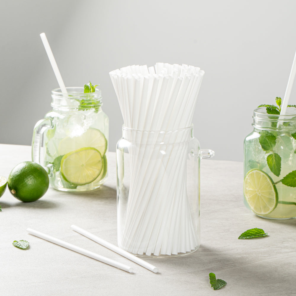 Basic Nature White PLA / PBAT Plastic Straw - Compostable - 8 1/4" - 2000 count box