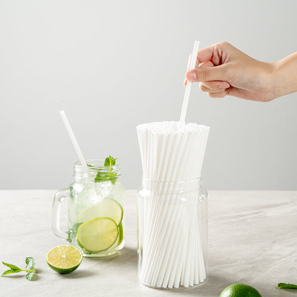 Basic Nature White PLA / PBAT Plastic Straw - Compostable - 8 1/4" - 2000 count box